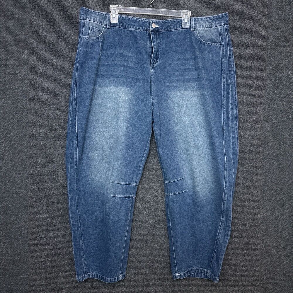 Womens Barrel-Leg Jean Double Dart Medium Blue Wash 4XL